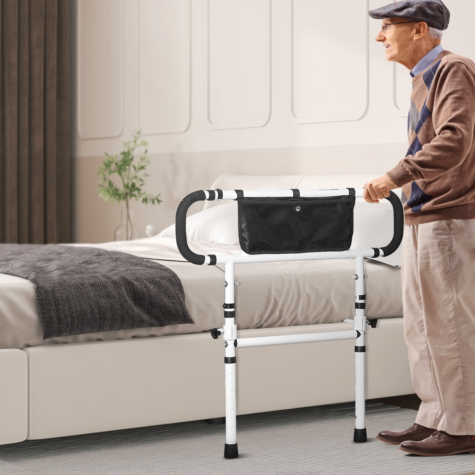 BENTISM Bed Rails for Elderly Adults 180° Foldable Bed Rails for Seniors 450LBS