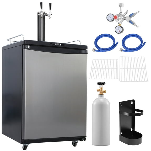 VEVOR Beer Kegerator Draft Beer Dispenser Full Size Keg Refrigerator Dual Tap