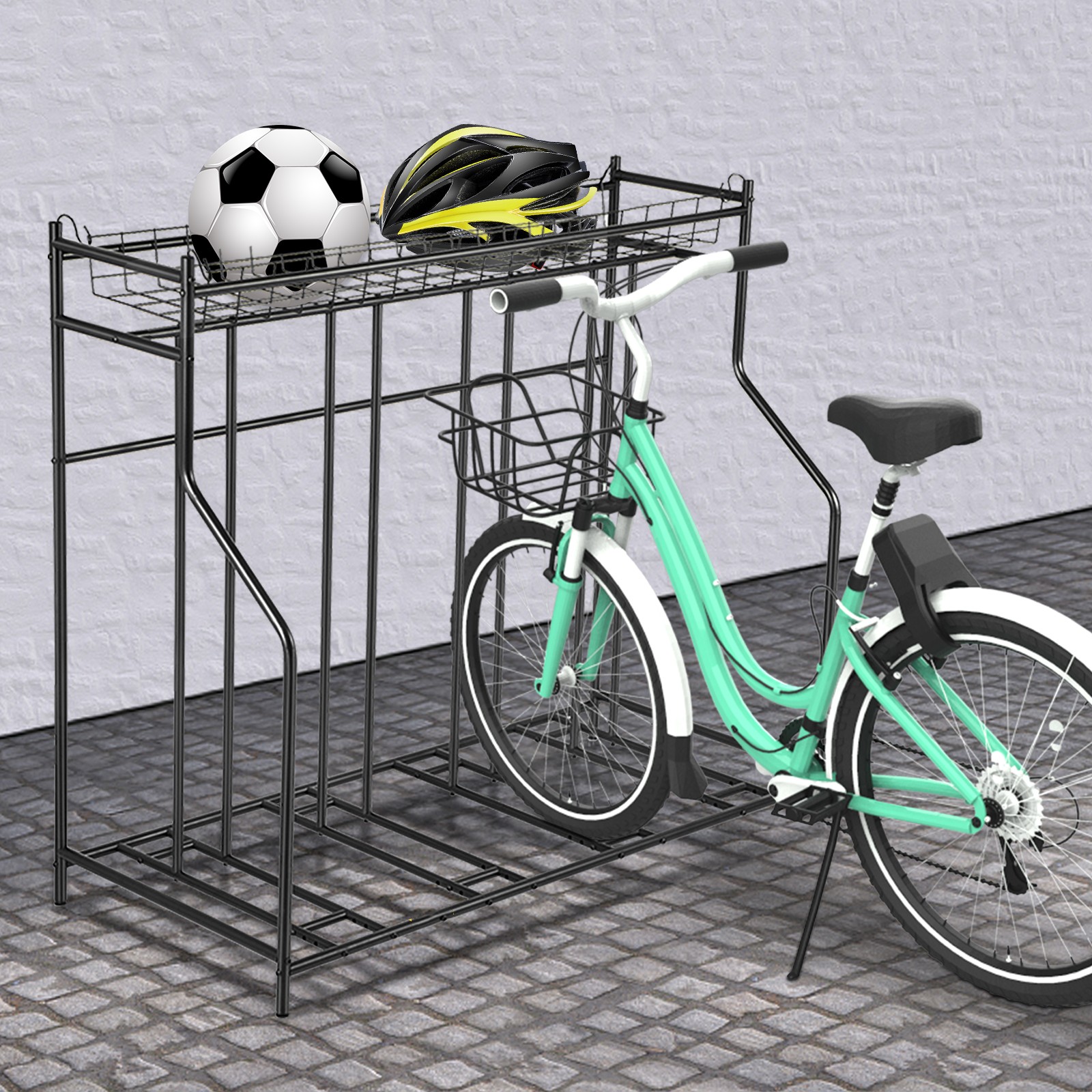 BENTISM Bike Rack with Storage Bike Stand for Garage for 4Bike