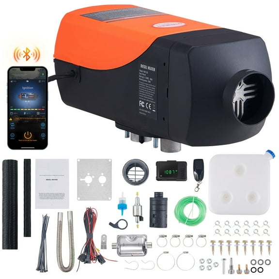 VEVOR Bluetooth App Control Diesel Air Heater, 12V 2KW Diesel Heater with Automatic Altitude Adjustment, Remote Control and LCD, Diesel Parking Heater for RV Trailer Camper Van Boat And Indoors