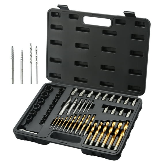 BENTISM Bolt Extractor Set, 48 PCS Impact Bolt & Nut Remover Set,13 PCS Bolt Extractor Set, 19 PCS Screw Extractors, 16 PCS Reverse HSS Drill Bits for Removing Damaged, Rusted, Rounded-Off Bolts