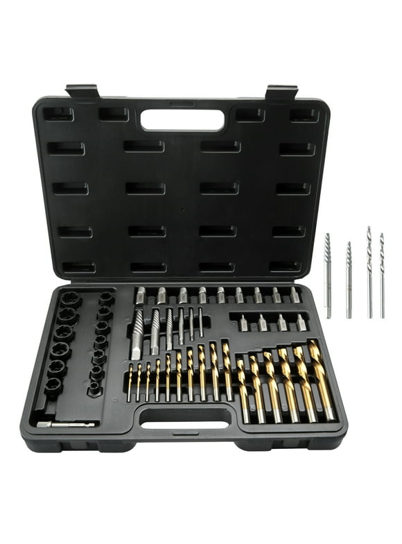 BENTISM Bolt Extractor Set, 48 PCS Impact Bolt & Nut Remover Set,13 PCS Bolt Extractor Set, 19 PCS Screw Extractors, 16 PCS Reverse HSS Drill Bits for Removing Damaged, Rusted, Rounded-Off Bolts