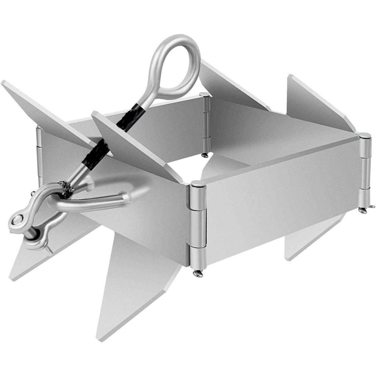 Bentism Box Anchor for Boats, 19 lb Fold and Hold Anchor, Galvanized Steel Cube Anchor, Heavy Duty Box Anchor for 18'-30' Boat, Box Anchor for Pontoon