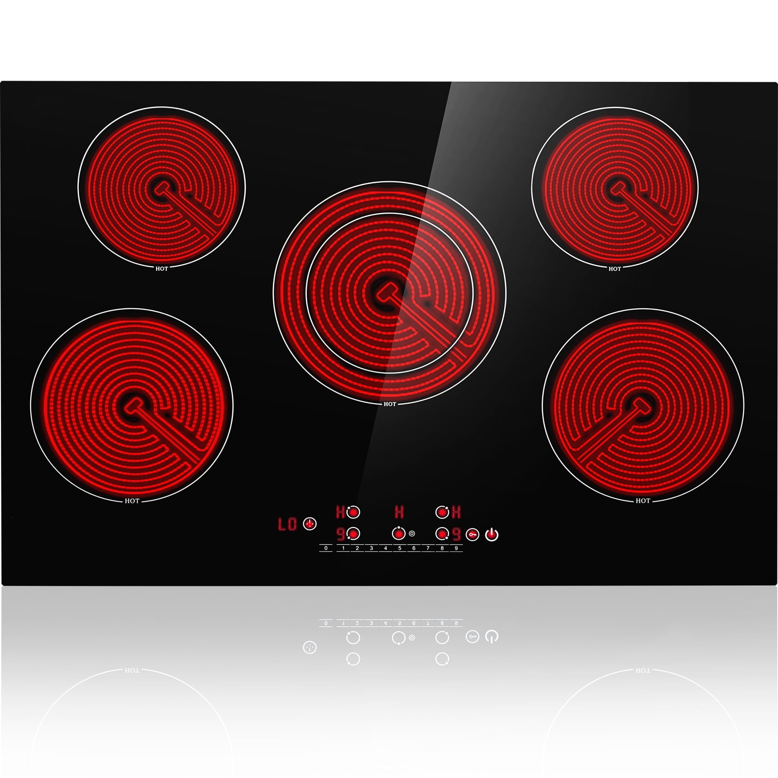 BENTISM Builtin Electric Cooktop Radiant Ceramic Cooktop 5 Burners 30
