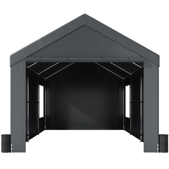 VEVOR Carport Car Canopy Garage Tent 12x20ft & 8 Legs Sidewalls Windows