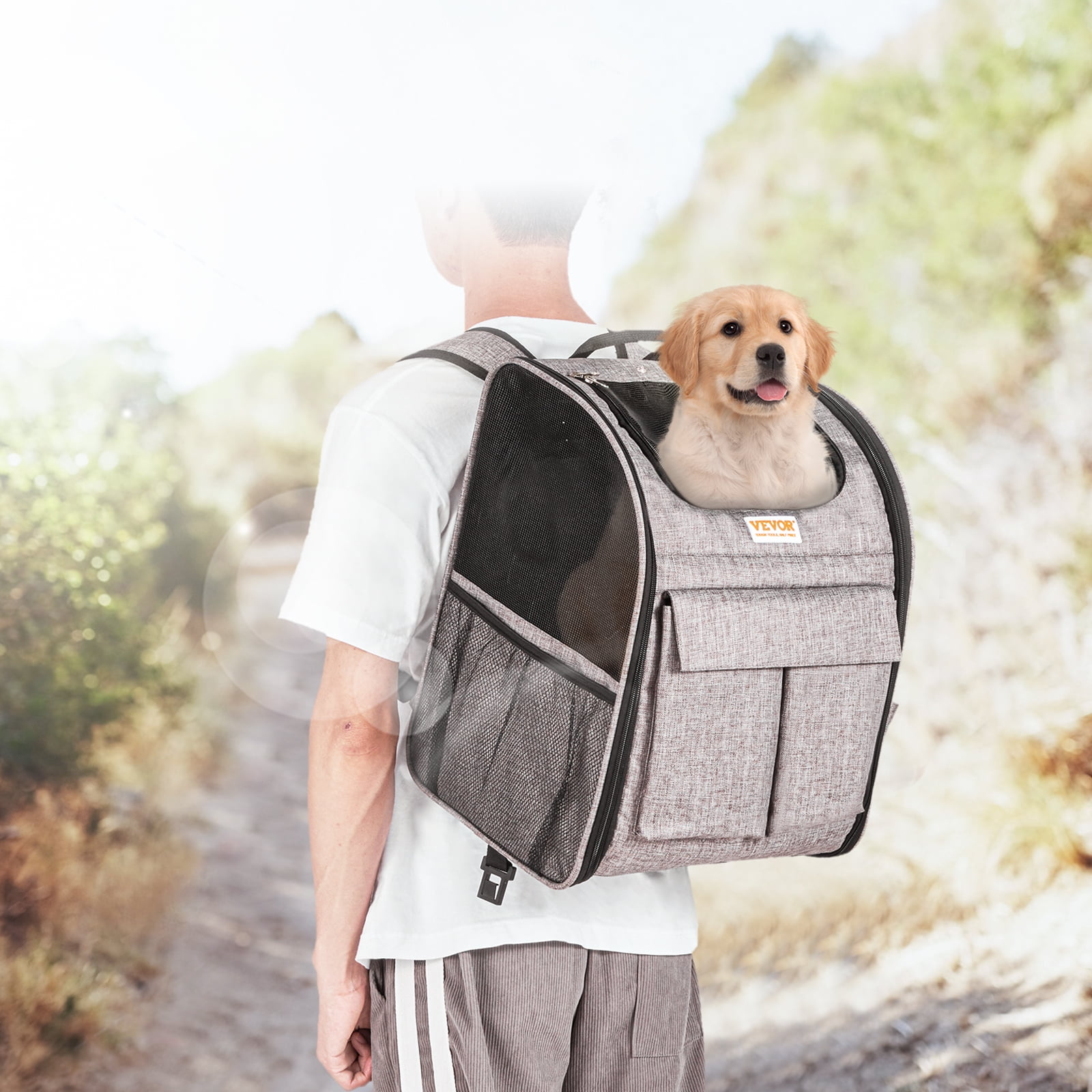 Large Gray Rolling Pet Carrier with Mesh Windows