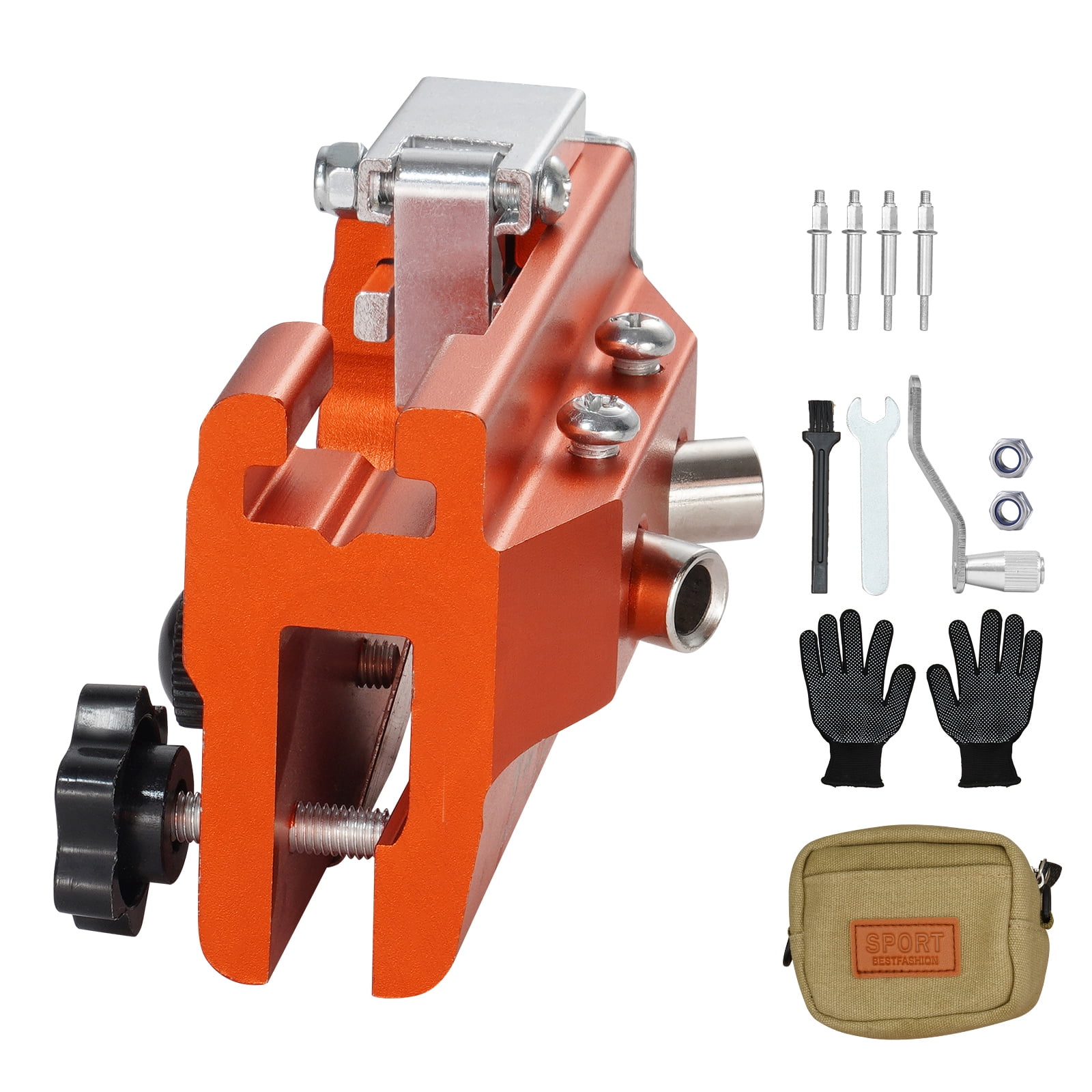 BENTISM Chainsaw Sharpener, Hand-Cranked Chainsaw Sharpening Jig for 4"-22" Chain Saws, Potable Chainsaw Chain Sharpener Tool Set with 4 Sharpening Heads for Landscaper, Lumberjack