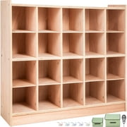 VEVOR Classroom Storage Cabinet Preschool Wooden Cubby 20 Grids Organizer W/ Casters