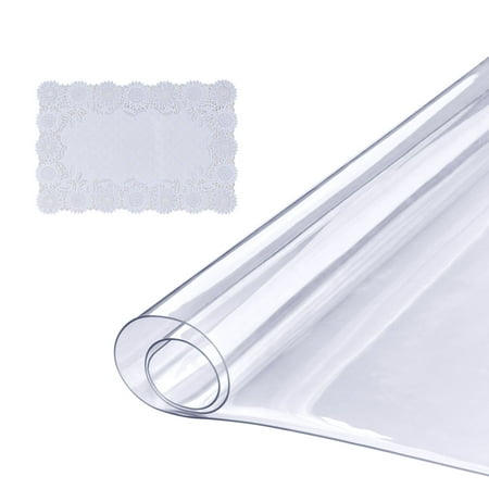 VEVOR Clear Table Cover Protector, 18" x 36" Table Cover, 1.5 mm Thick PVC Plastic Tablecloth, Waterproof Desktop Protector for Writing Desk, Coffee Table, Dining Room Table