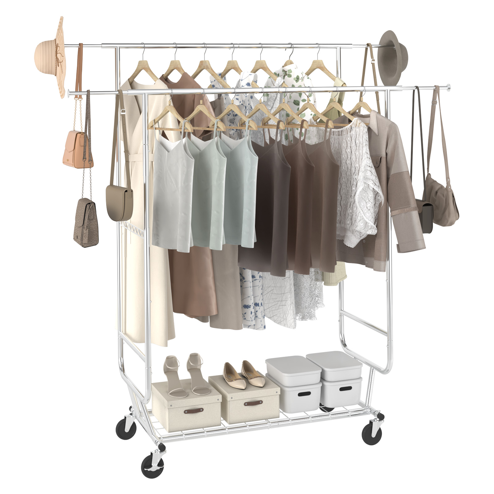 Better Homes & Gardens Double Hanging Garment Rack, 38.2in Wx 23.6in Dx