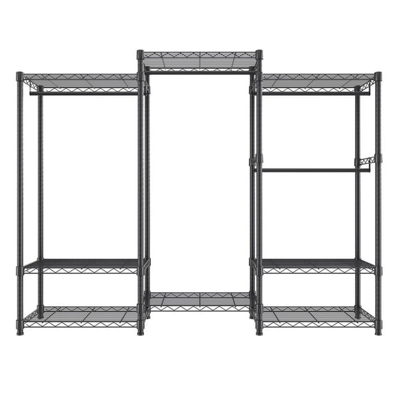 VEVOR Clothes Rack Wire Garment Rack with 4 Hang Rods & 8 Storage Tiers Load 800 LBS Heavy Duty Adjustable Freestanding Clothing Rack 71" H x 69" W x 18" D Black