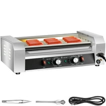 BENTISM Commercial 12 Hot Dog 5 Roller Grill Cooker Machine Stainless Steel 750W