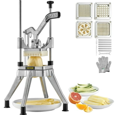 BENTISM Commercial Chopper with 4 Replacement Blades Commercial Vegetable Chopper Stainless Steel French Fry Cutter Potato Dicer & Slicer Commercial Vegetable Fruit Chopper for Restaurants & Kitchen