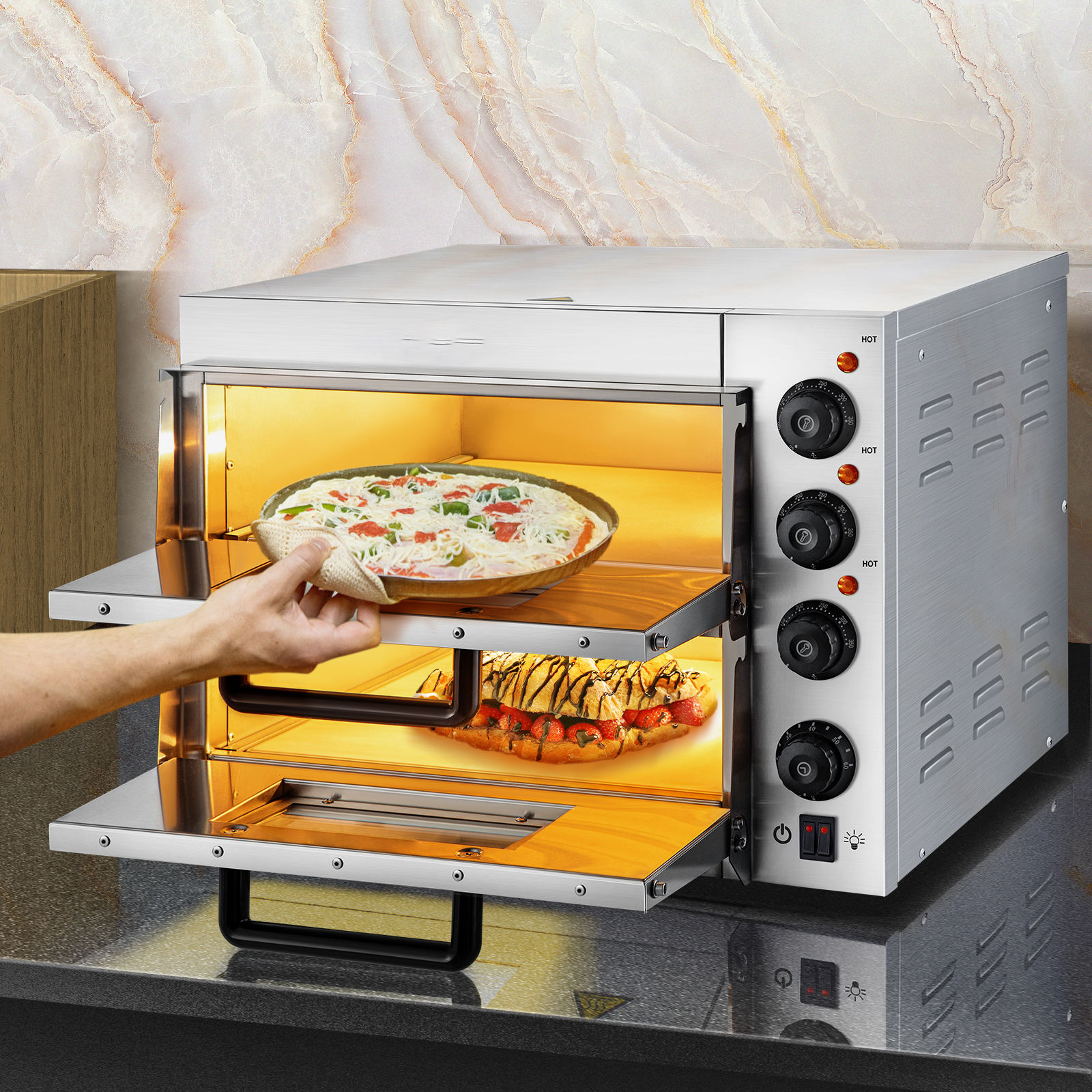 BENTISM Commercial Countertop Pizza Oven Electric Pizza Oven for 14" Pizza Indoor - image 1 of 9