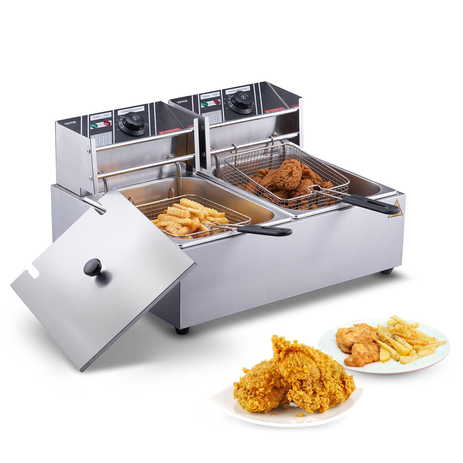 4L Deep Fryer Stainless Steel Home Electric Countertop with Frying Baskets  NEW