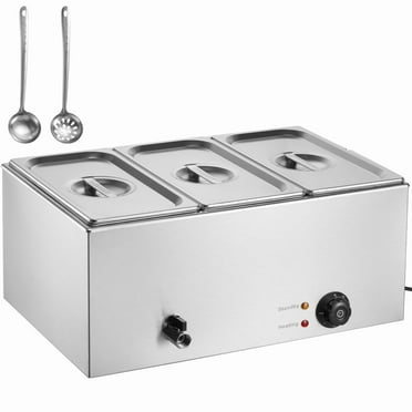 BENTISM Commercial Electric Food Warmer Countertop Buffet 3*8 Qt Pan Bain Marie