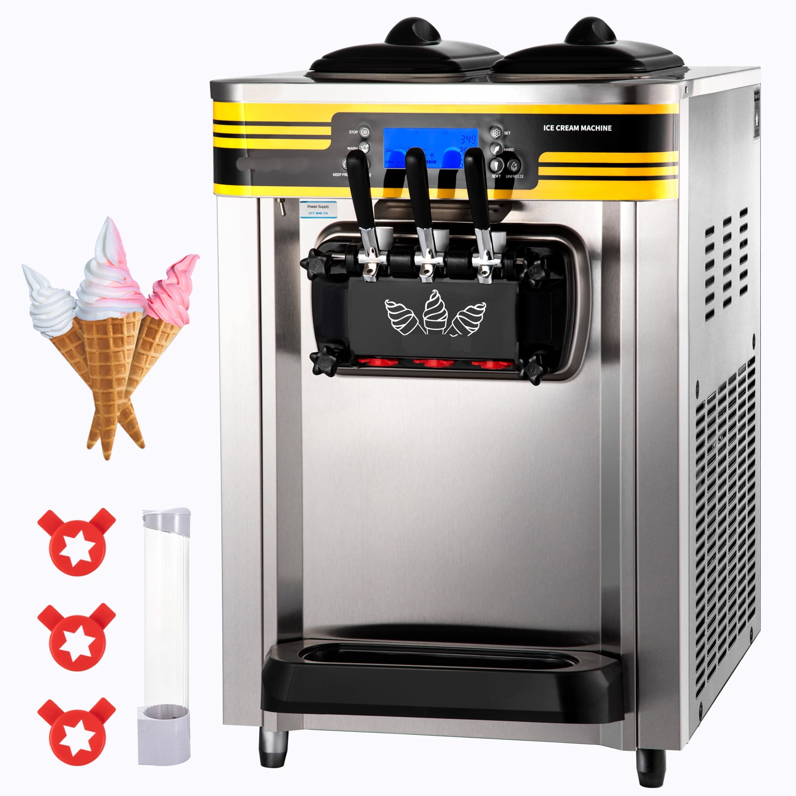 12L/H Portable Table Top Soft Serve Ice Cream Machine Single Flavors  Automatic Soft Ice Cream Maker