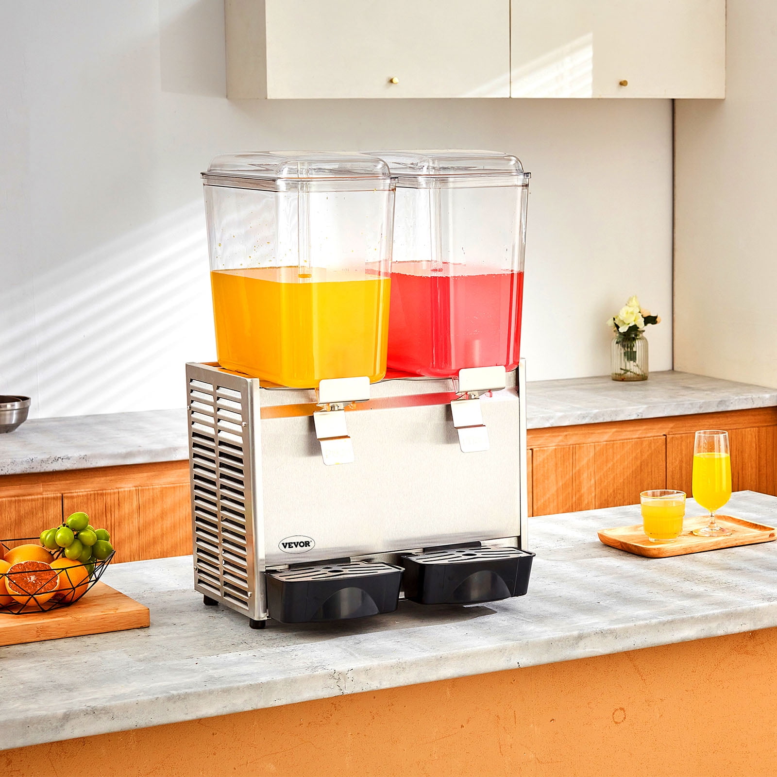 Bentism Plastic 36 L Leak Proof Commercial 2-Compartment Beverage Dispenser