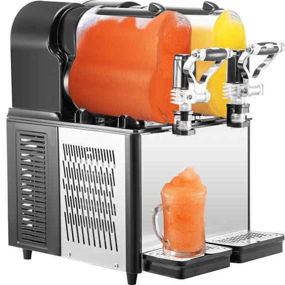 BENTISM Commercial Slushy Machine, 3Lx2Tank Slushie Machine, 340W Frozen Drink Machine with Temperature Preservation, Slushy Maker Machine for Supermarkets Cafes Restaurants Bars, Black 3L*2