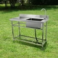 thumbnail image 1 of VEVOR Commercial Utility & Prep Sink Single Bowl w/Workbench 39.4 x 19.1 x 37.4 in, 1 of 7