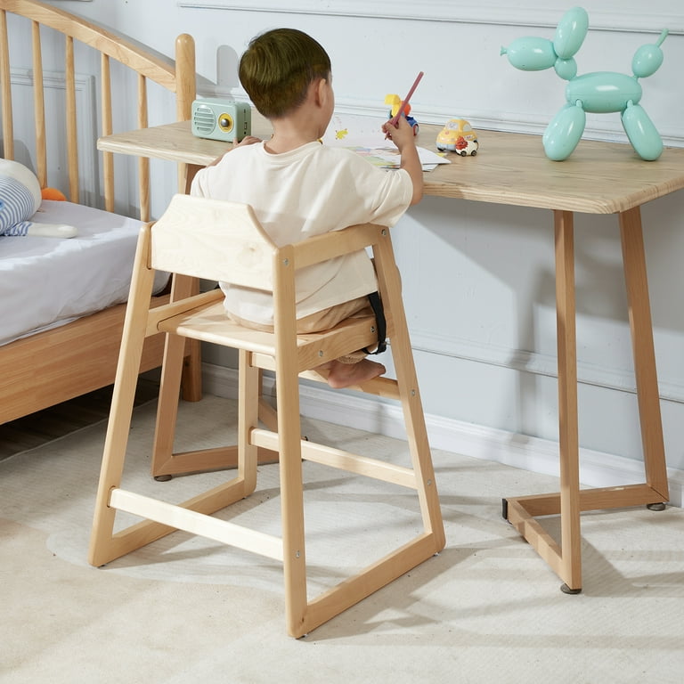 BENTISM Convertible Wooden Baby Highchair Adjustable Legs Wooden