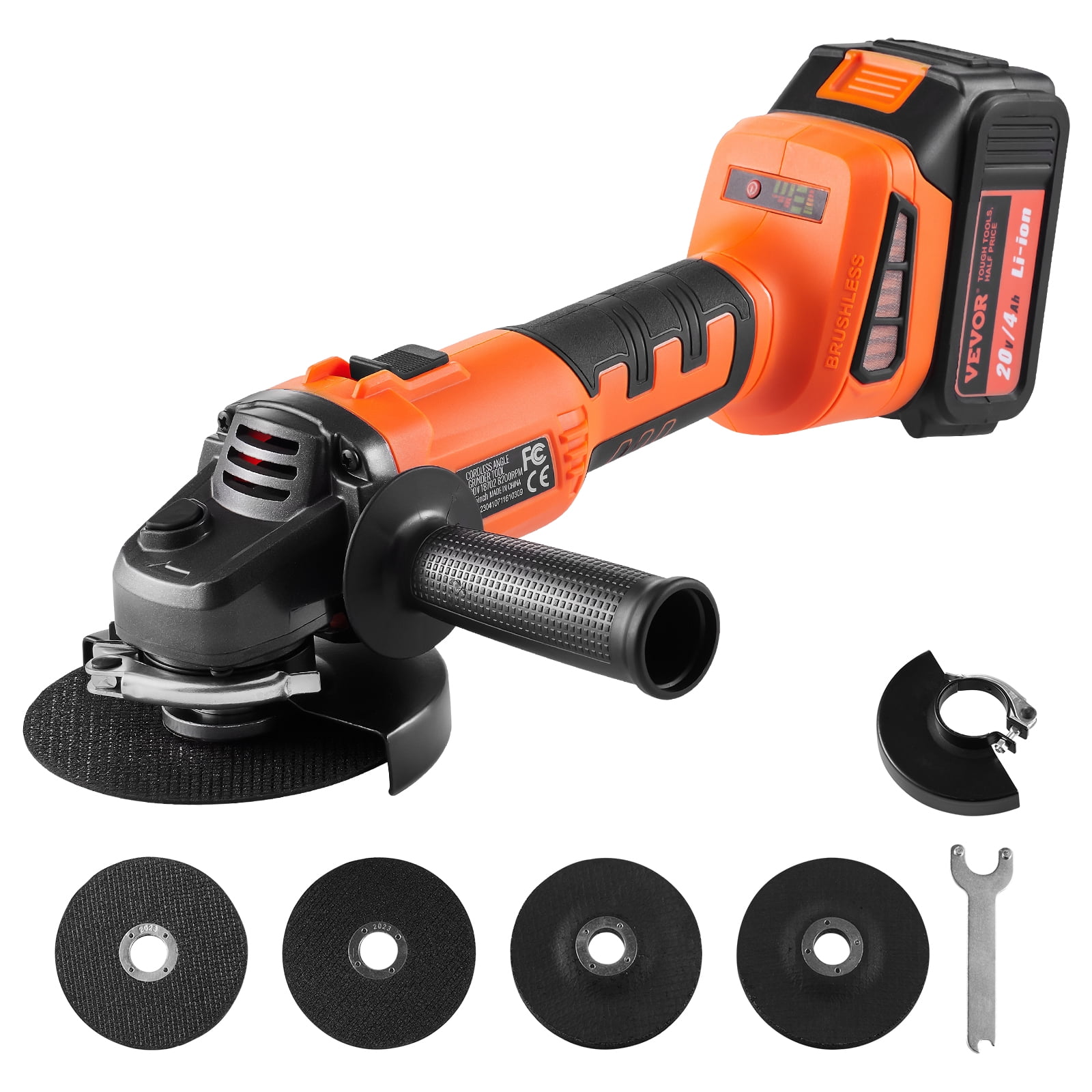 BENTISM Cordless Angle Grinder Kit 4 1 2 9000rpm Brushless Motor 3 Variable Speed Electric Grinder Power Tools with 20v 4.0Ah Battery Fast