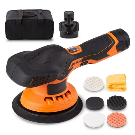 VEVOR Cordless Buffer Polisher, 6" 5200RPM Random Orbital Polisher for Cars, 6 Variable Speed Car Buffer Polisher Kit with 2pcs 2.0Ah Battery for Car Detailing, Polishing, Waxing