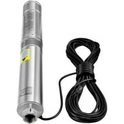 VEVOR Deep Well Submersible Pump, 1HP/750W 230V/60Hz, 37GPM Flow 207 ft Head, with 33 ft Electric Cord, 4 inch Stainless Steel Water Pumps for Industrial, Irrigation & Home Use, IP68