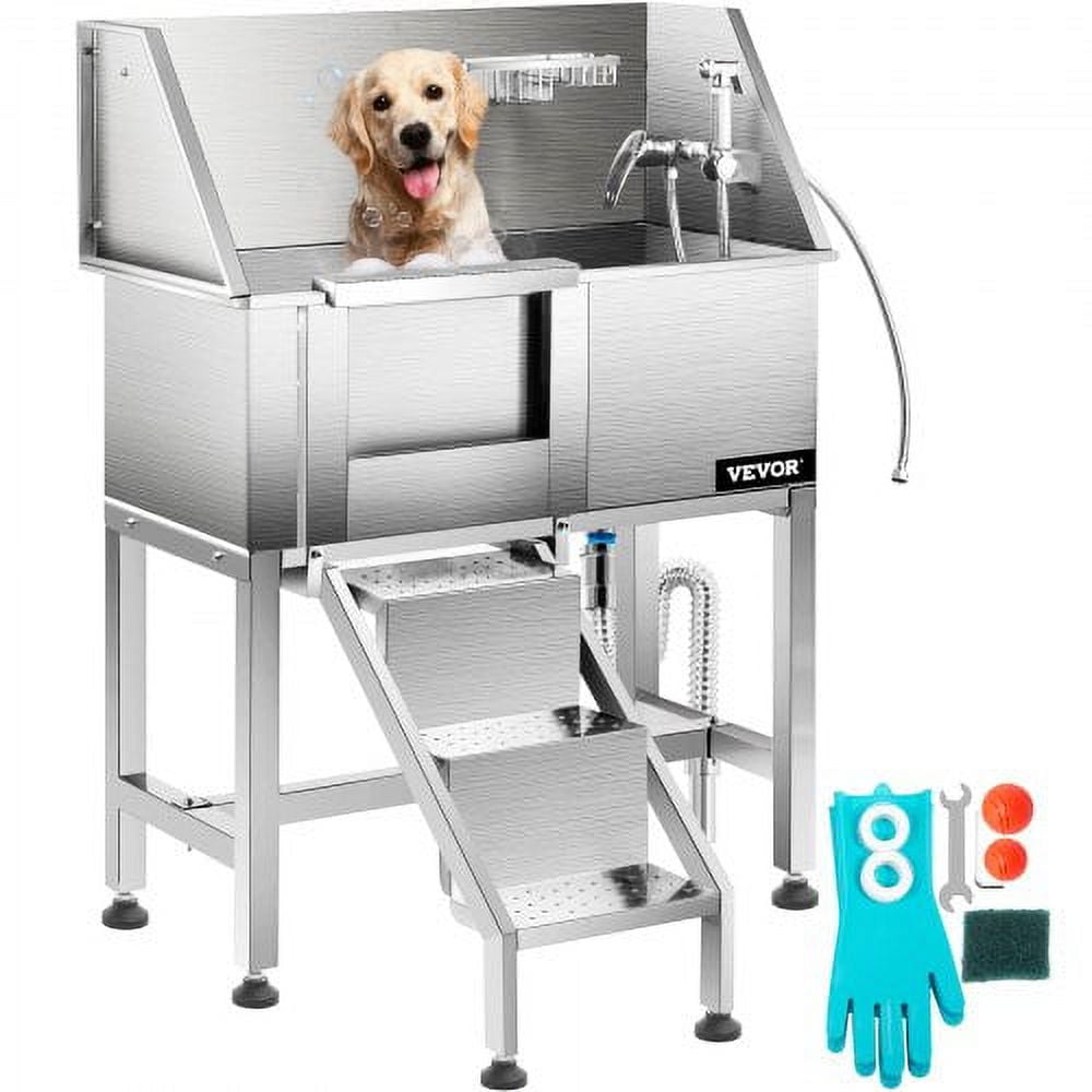 VEVOR 38 Stainless Steel Pet Grooming Bath Tub with Faucet for Small-Medium Pet