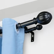 BENTISM Double Curtain Rods for Windows 36 to 72 inches(3-6ft), Adjustable Telescoping Double Curtain Rod with Modern End Cap, 1" and 3/4" Diameter, Heavy Duty Double Drapery Rod for Sheer
