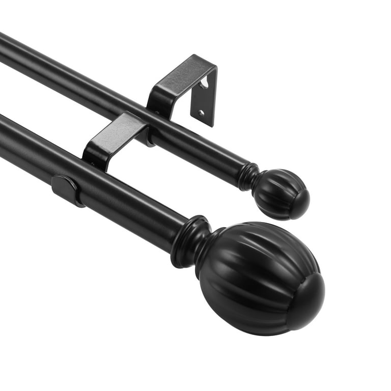 BENTISM Double Curtain Rods for Windows 36 to 72 inches(3-6ft), Adjustable  Telescoping Double Curtain Rod with Modern End Cap, 1 and 3/4 Diameter