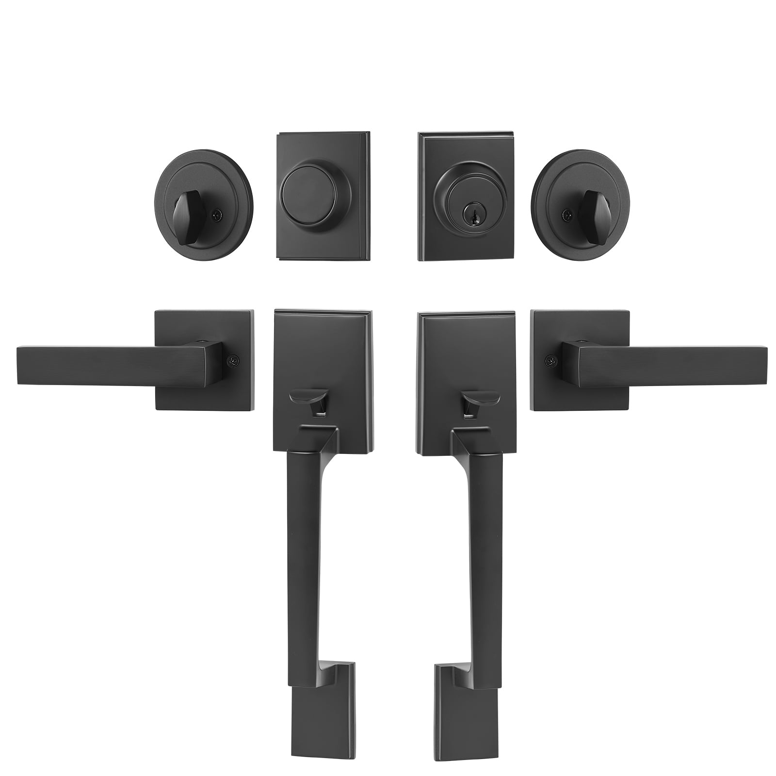 BENTISM Double Front Door Handle Set, Black Double Front Door Handle Set, Heavy Duty Double Door