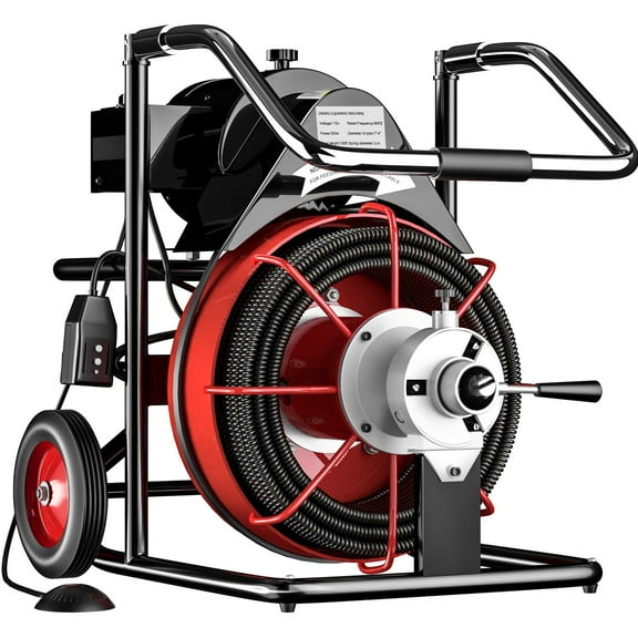 BENTISM Drain Cleaner Machine 100 ft x 1/2 in Drain Cleaning Machines 550W Electric Drain Auger 1700 r/min for 2" to 4" Pipes Electric Drain Snake Sewer Snake Drill