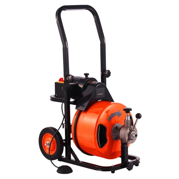 BENTISM Drain Cleaner Machine 100ft x 3/8 ", Electric Drain Auger 1800 RPM Auto Feed Drain Cleaner Machine Commercial Sewer Snake Drill