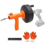 BENTISM Drain Cleaner Machine, 25ft 1/4in Drain Cleaning Machine, Manualfeed Drain Auger Drum Plumbing Drain Snake Clog Remover
