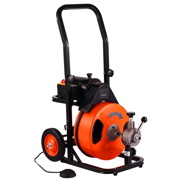 BENTISM Drain Cleaner Machine 75ft x 1/2 in, Electric Drain Auger 1800 RPM Auto Feed Drain Cleaner Machine Commercial Sewer Snake Drill