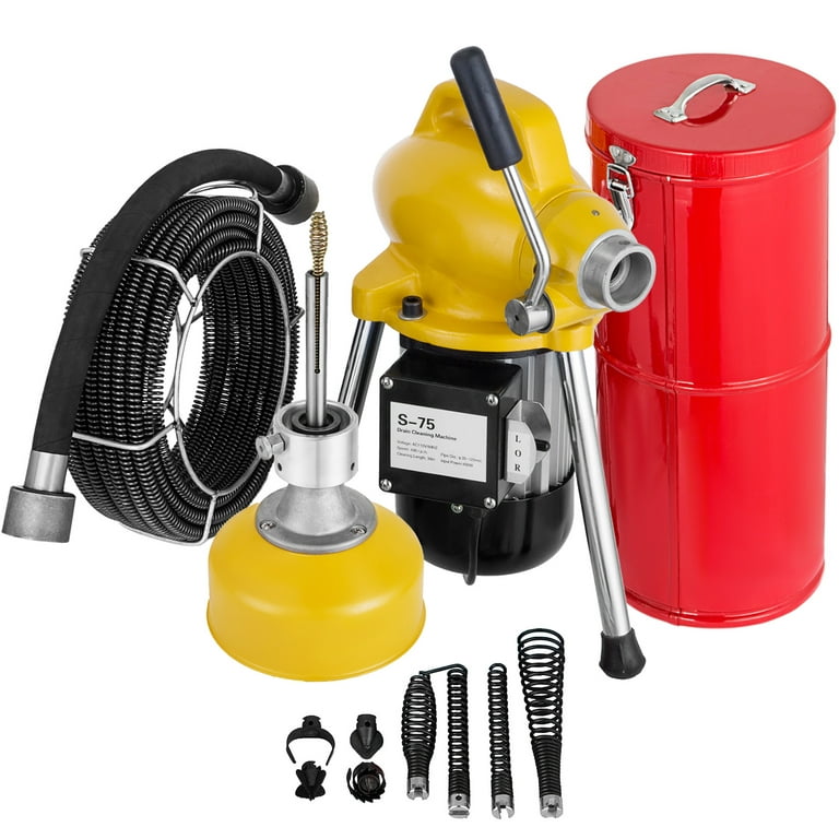 Electric Drain Auger 75 ft. x 1/2 in. Drain Cleaner Machine 370W with  Cutters Glove Sewer Snake fit 1 in. to 4 in. Pipe