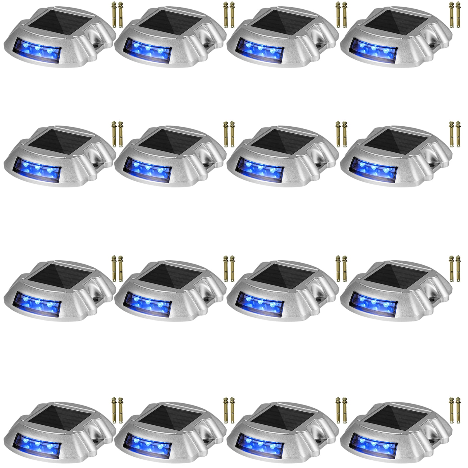 VEVOR Driveway Lights, Solar Driveway Lights 16-Pack, Dock lights with Switch, in Blue