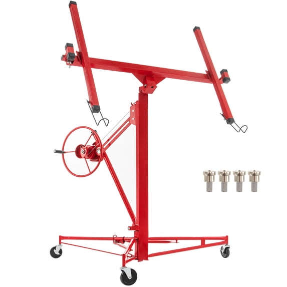 VEVOR 11ft Drywall Rolling Lifter Panel, Drywall Panel Hoist, 150lbs Sheetrock Lift Drywall Lift with Adjustable Telescopic Arm & Caster Wheels, 48x192 in Plasterboard Size