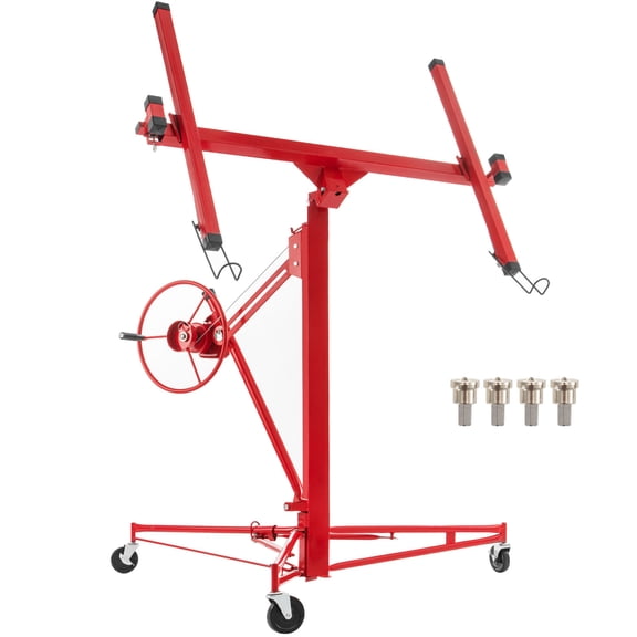 VEVOR 11ft Drywall Rolling Lifter Panel, Drywall Panel Hoist, 150lbs Sheetrock Lift Drywall Lift with Adjustable Telescopic Arm & Caster Wheels, 48x192 in Plasterboard Size