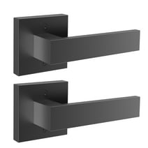 BENTISM Dummy Lever Door Handle Pack of 2 Slim Square Non-Turning Single Side Pull Only Lever Set Heavy Duty for Closet or French Doors, Matte Black