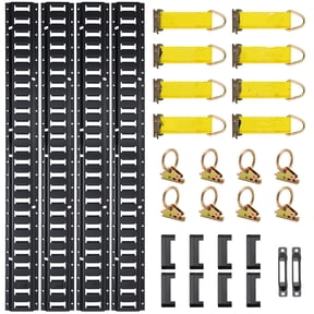BENTISM E Track Tie Down Rail Kit Exterior Automotive Accessory, Steel Black, 33.29 lbs