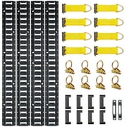 BENTISM E Track Tie Down Rail Kit Exterior Automotive Accessory, Steel Black, 33.29 lbs