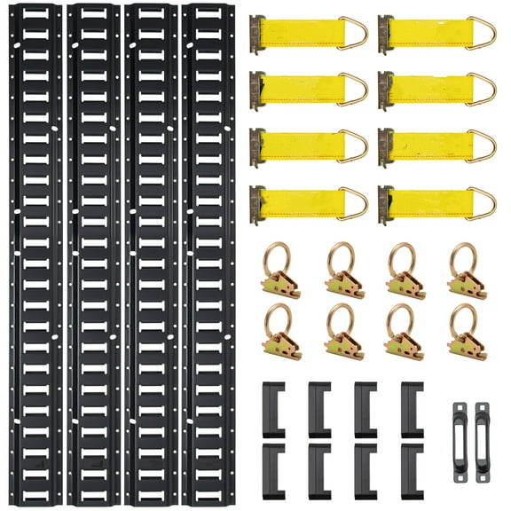 BENTISM E Track Tie Down Rail Kit Exterior Automotive Accessory, Steel Black, 33.29 lbs