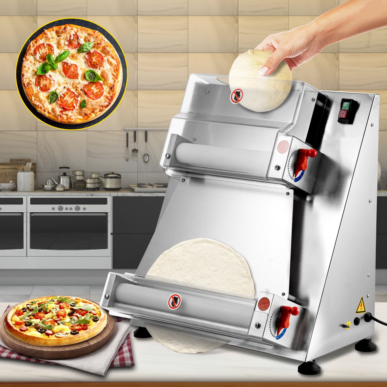 Hakka Electric Dough Sheeter Machine 370W Max 12 Pizza Dough Roller  Sheeter, Automatic Commercial Pizza Dough Press Machine, Noodle Bread Pasta  Maker