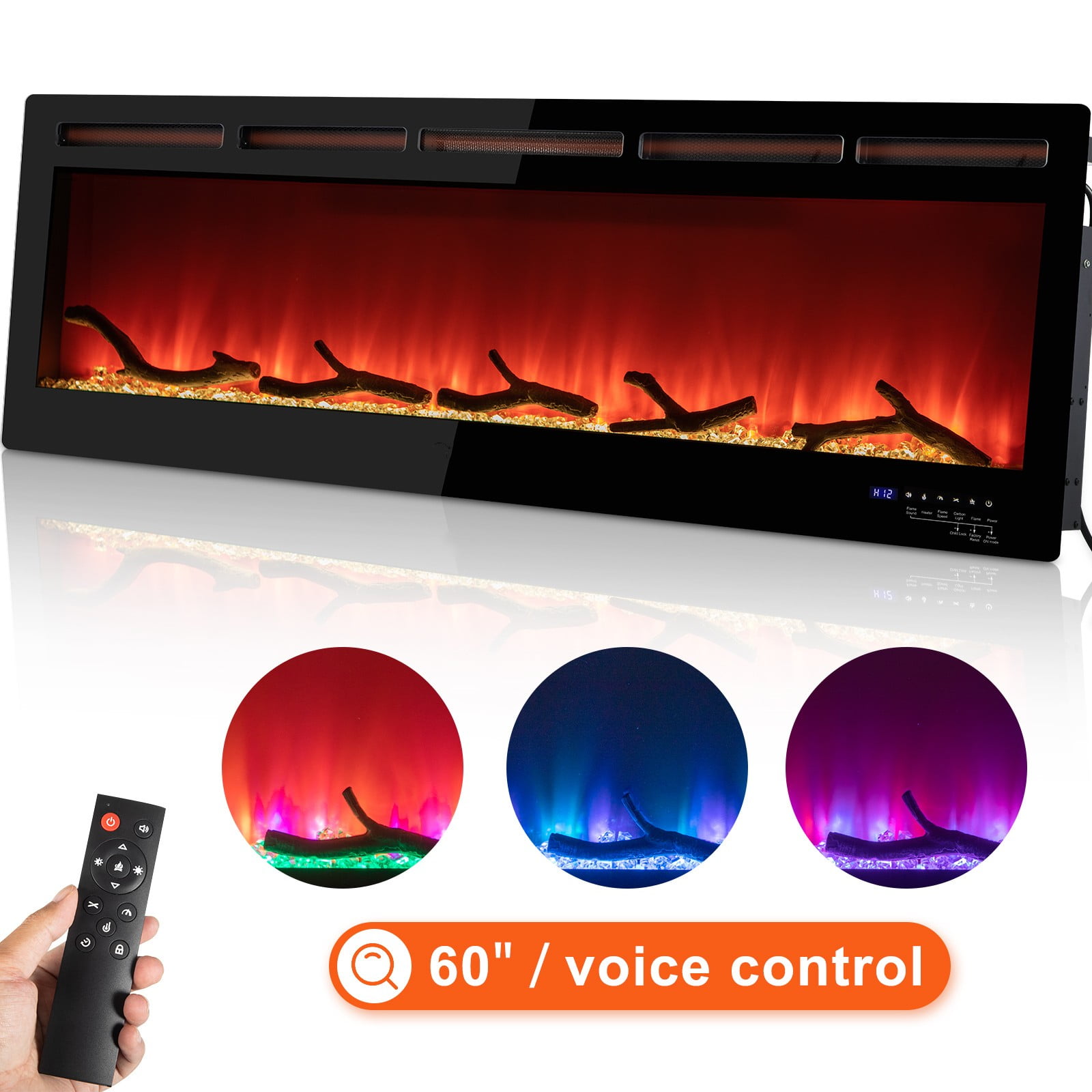 BENTISM Electric Fireplace Linear Fireplace 50'' Wallmount/Recessed