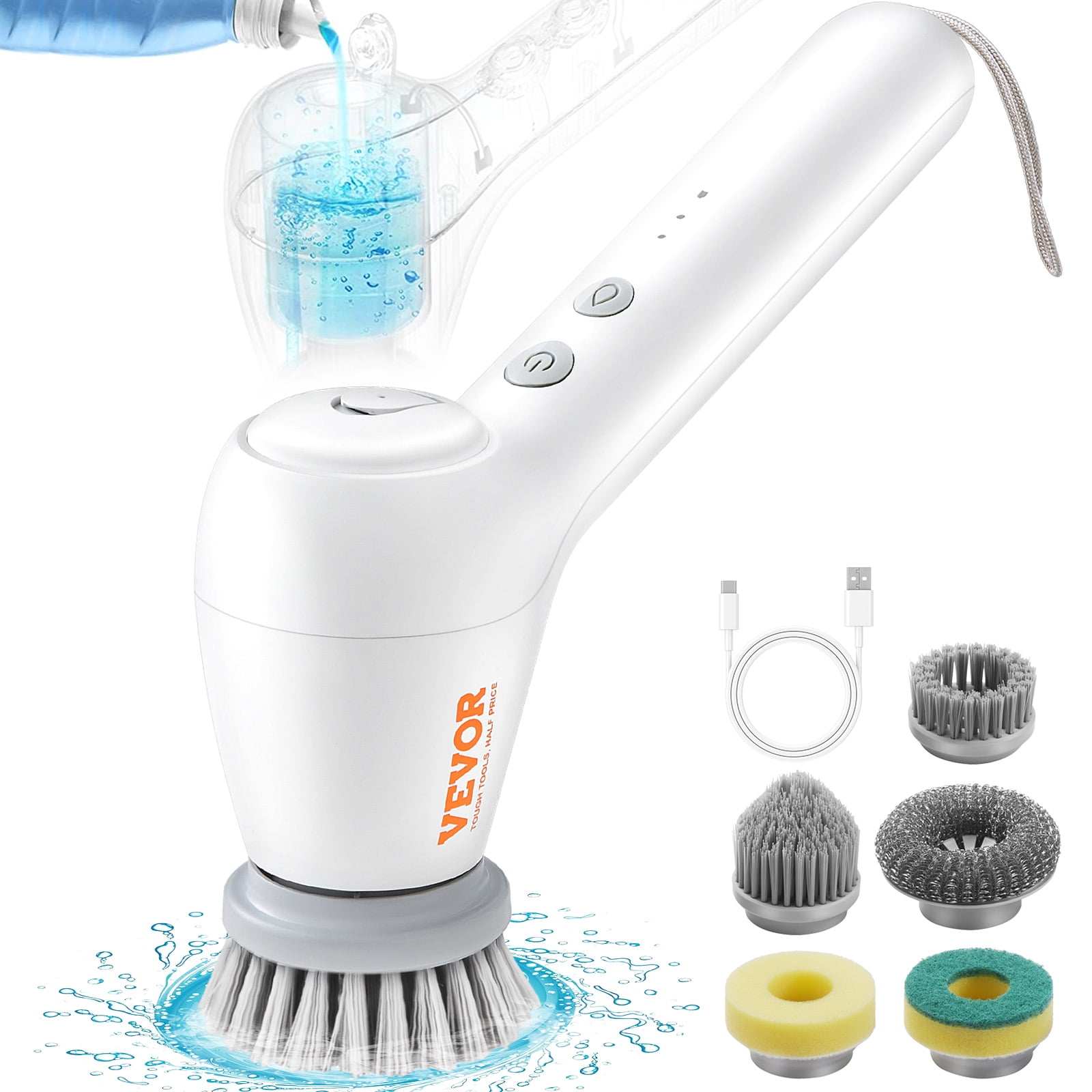 1pc Usb Rechargeable, 1200mah Battery Operated, 360° Intelligent Rotating Electric  Cleaning Brush With 5 Brush Heads For Kitchen, Bedroom, Toilet And More