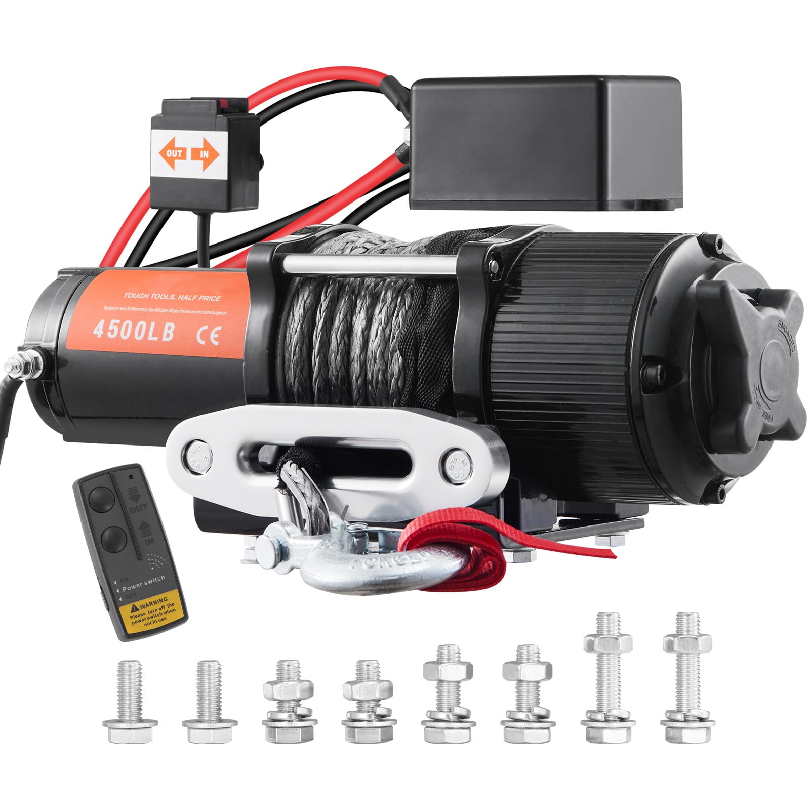 BENTISM 12V Electric Winch, 4500lbs Load, IP55 Waterproof, Wireless