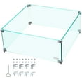 thumbnail image 1 of BENTISM Fire Pit Wind Guard, 14 x 14 x 6 inch Glass Flame Guard, Oblong Glass Shield, 0.3" Thick Fire Table, Clear Tempered Glass Flame Guard, Steady Feet Tree Pit Guard for Propane, Gas, Outdoor, 1 of 9