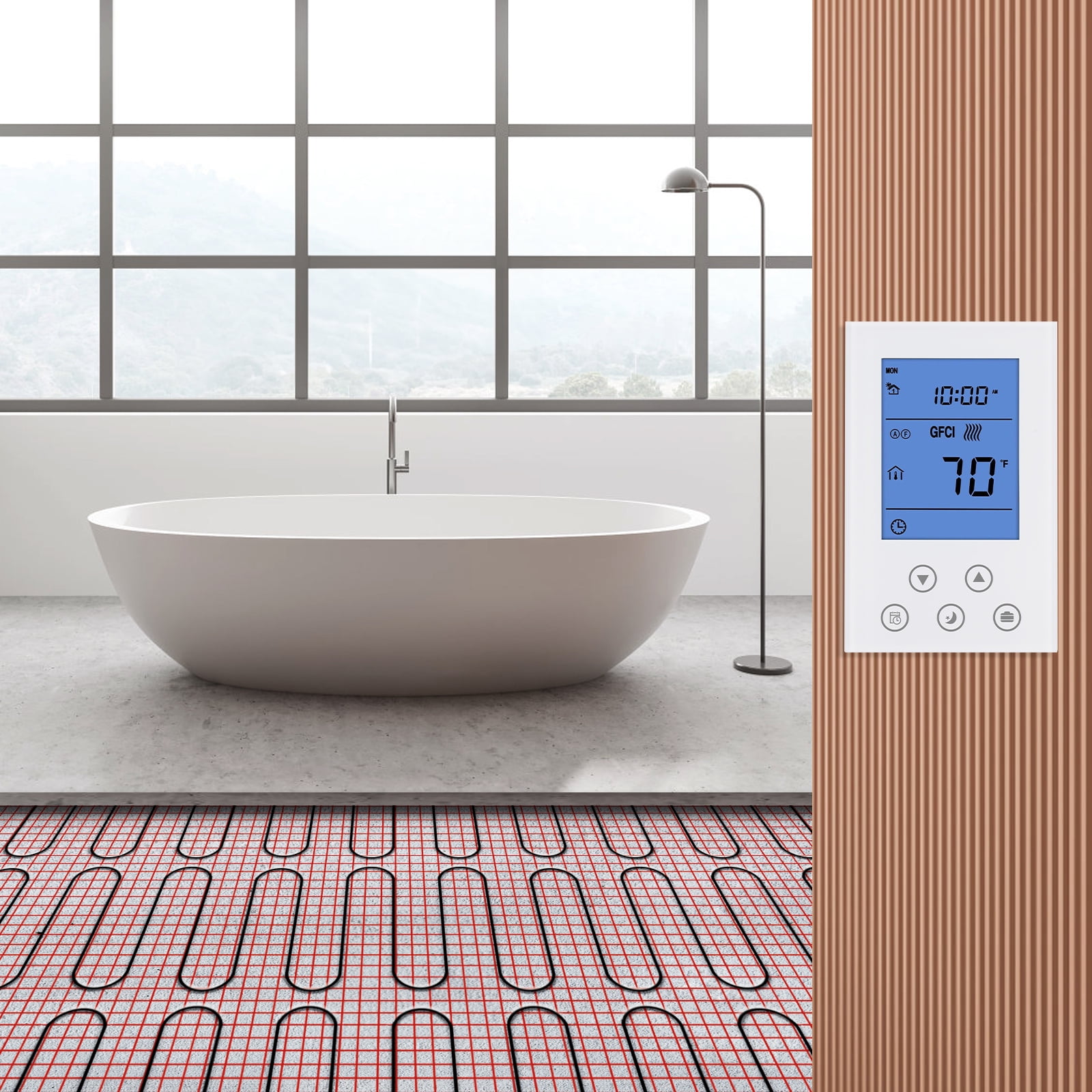 Bentism Floor Heating Mat 20 sq.ft Copper Core Electric Warm Tile Heated 240 W, Size: 20 Sq. ft